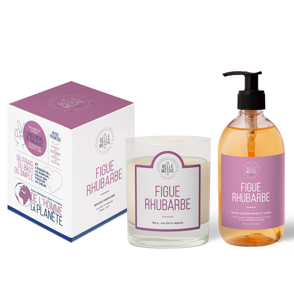 Duo Figue Rhubarbe (bougie + savon) - La Belle Mèche