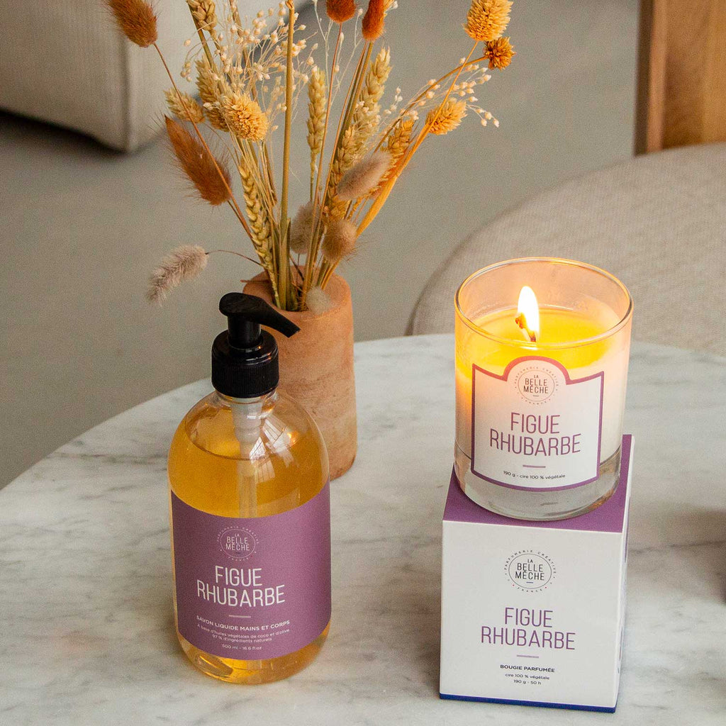 Duo Figue Rhubarbe (bougie + savon) - La Belle Mèche