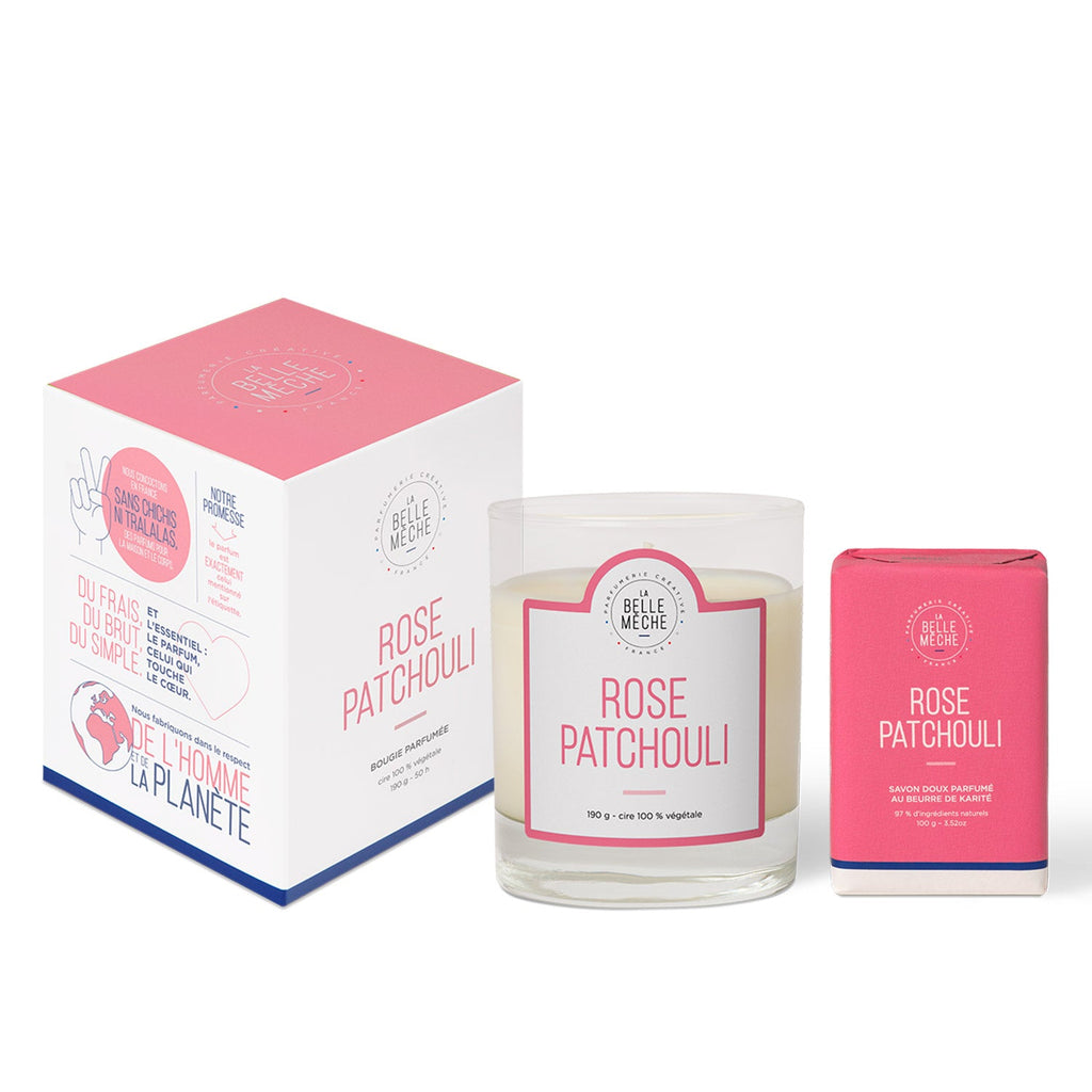 Duo Rose Patchouli (bougie + savon) - La Belle Mèche